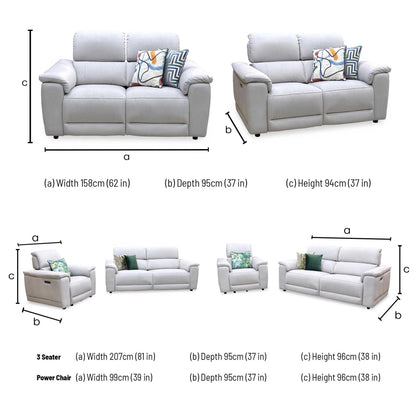 ‘Genius’ Bella Lead Grey 43451 Fabric 3 + 2 Seater Power Recliner with Power Headrests and Power Lumbar + Power Chair Sofa Set Furniture Village