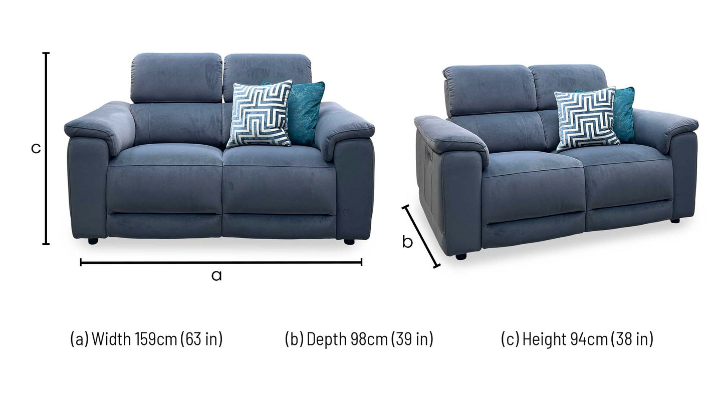 ‘Genius' Bella Iron Grey Fabric 2 Seater Power Recliner Sofa with Power Headrests
