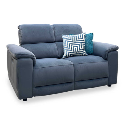 ‘Genius' Bella Iron Grey Fabric 2 Seater Power Recliner Sofa with Power Headrests