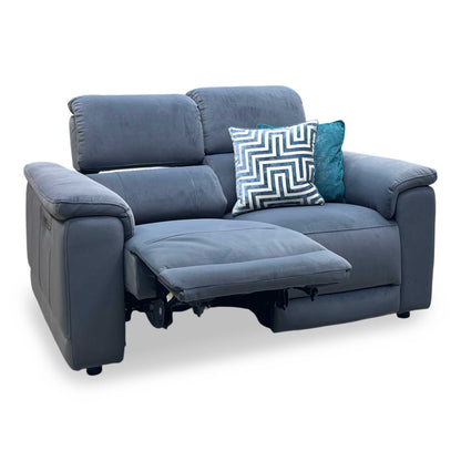 ‘Genius' Bella Iron Grey Fabric 2 Seater Power Recliner Sofa with Power Headrests
