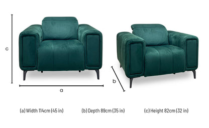 ‘Elphaba' Opulence Bottle Green Fabric Power Recliner Chair with Storage Arms