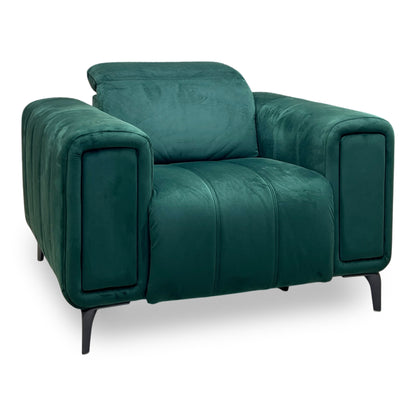 ‘Elphaba' Opulence Bottle Green Fabric Power Recliner Chair with Storage Arms