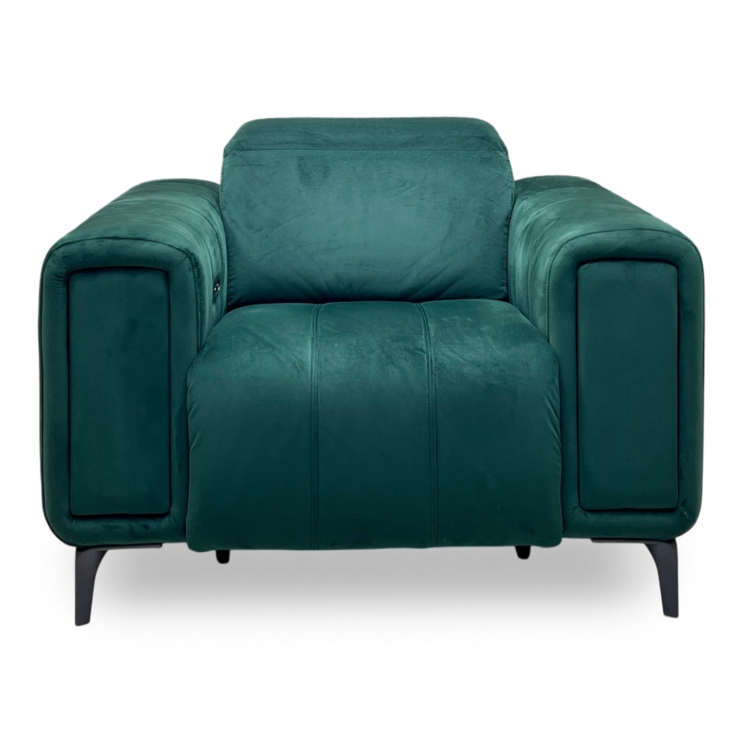 ‘Elphaba' Opulence Bottle Green Fabric Power Recliner Chair with Storage Arms