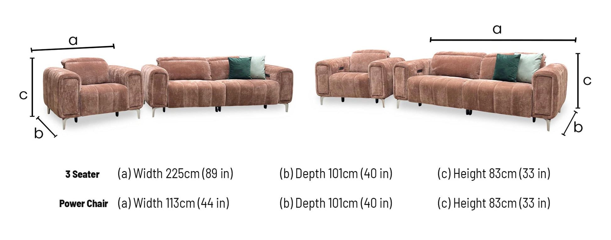 ‘Elphaba’ Manhattan Burnt Sienna Brown Fabric 3 Seater Power Recliner Sofa with Storage Arms + Power Chair Furniture Village