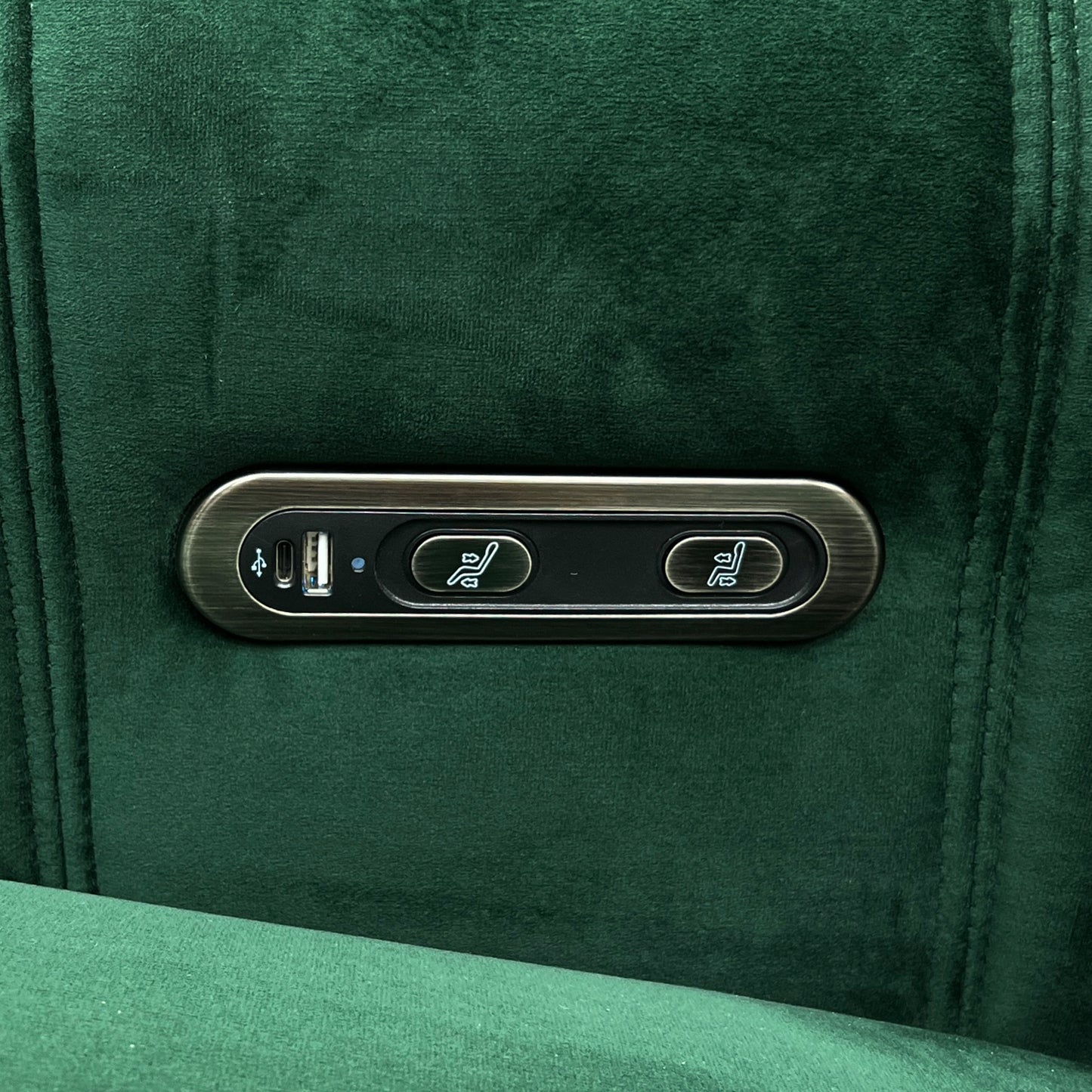‘Elphaba’ Opulence Bottle Green Fabric 3 + 2 Seater Power Recliner Sofa with Storage Arms