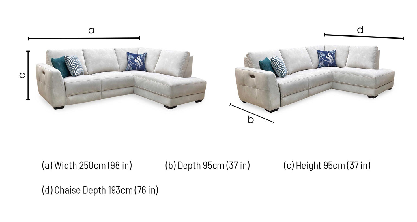 ‘Dinky’ Dexter Ivory 43501 Fabric Power Recliner Right Hand Facing Corner Chaise End Sofa