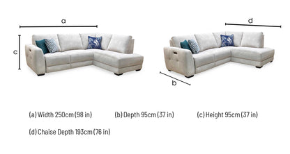 ‘Dinky’ Dexter Ivory 43501 Fabric Power Recliner Right Hand Facing Corner Chaise End Sofa