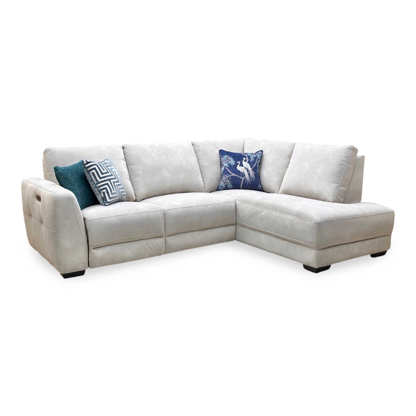 ‘Dinky’ Dexter Ivory 43501 Fabric Power Recliner Right Hand Facing Corner Chaise End Sofa