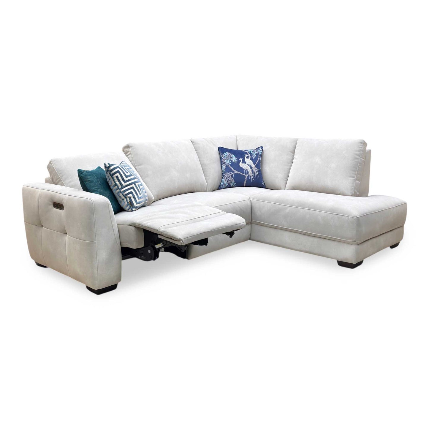 ‘Dinky’ Dexter Ivory 43501 Fabric Power Recliner Right Hand Facing Corner Chaise End Sofa