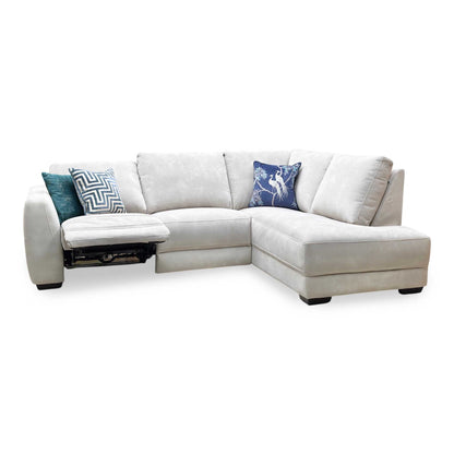 ‘Dinky’ Dexter Ivory 43501 Fabric Power Recliner Right Hand Facing Corner Chaise End Sofa