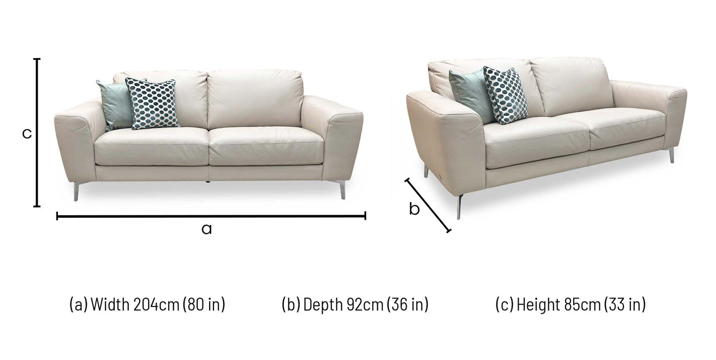 ‘Bocelli’ Verona Cappuccino Light Cream 2574 Leather 3 Seater Sofa