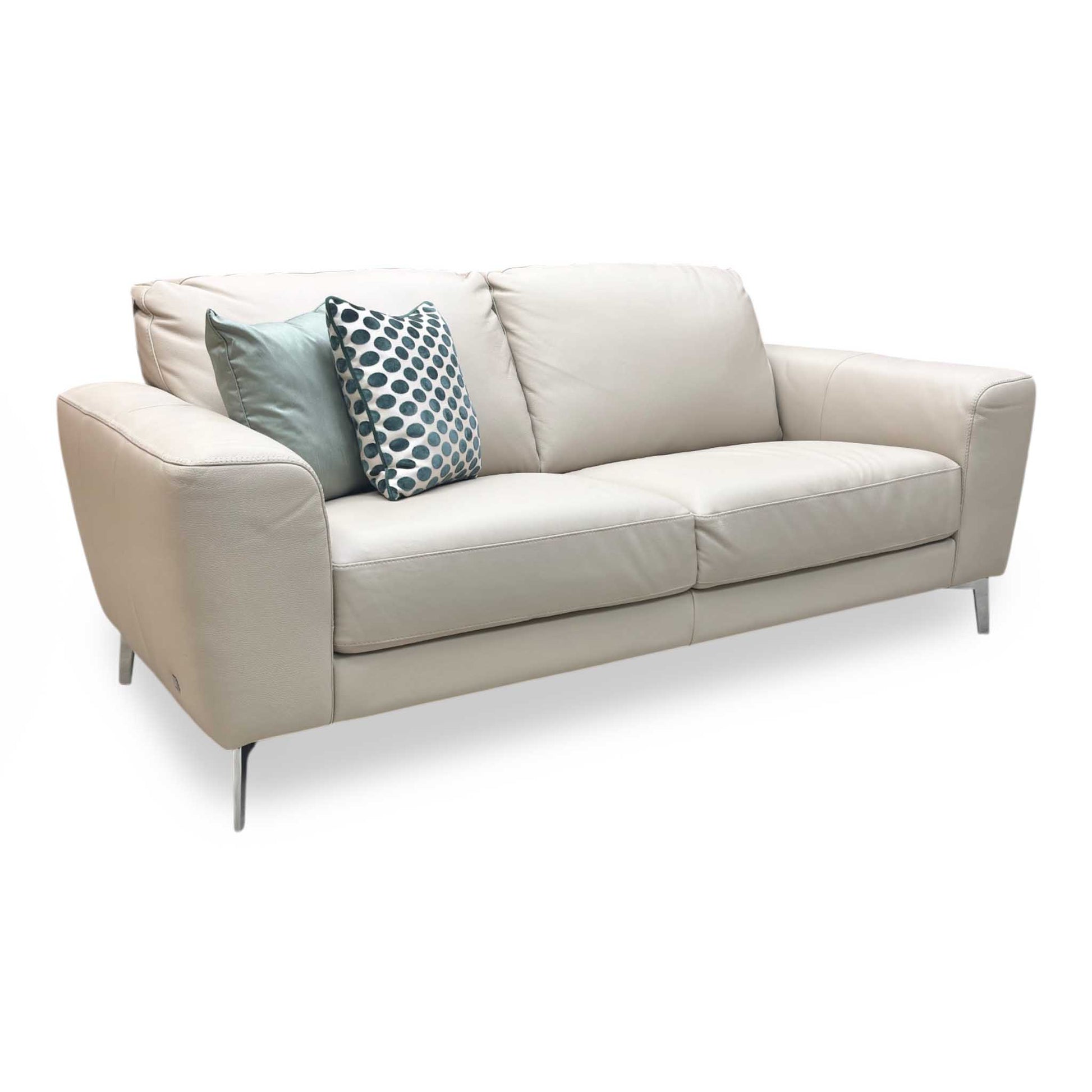 Full view of ‘Bocelli’ Verona Cappuccino Light Cream 2574 Leather 3 Seater Sofa