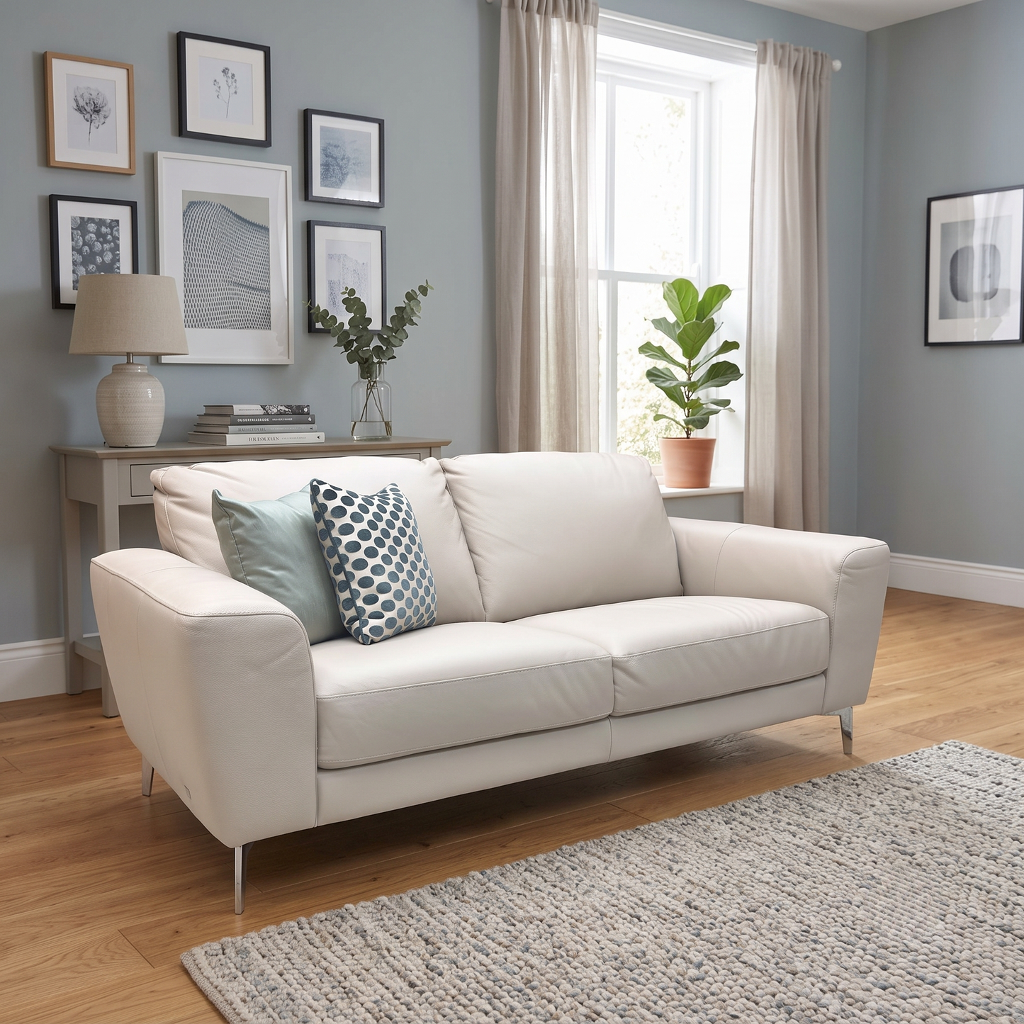‘Bocelli’ Verona Cappuccino Light Cream 2574 Leather 3 Seater Sofa