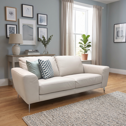 ‘Bocelli’ Verona Cappuccino Light Cream 2574 Leather 3 Seater Sofa