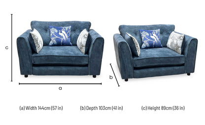 ‘Mariah’ Dapple Ocean Blue- Tri Chrome Insert Fabric Classic Back Snuggler Chair Furniture Village