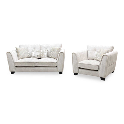 Mariah Dapple Ivory-Tri Brass Insert Fabric Classic Back 2 Seater Sofa + Chair – view 4