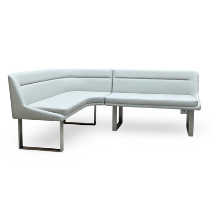 'Avorio' Neutral Faux Leather Left Hand Facing Corner Dining Bench