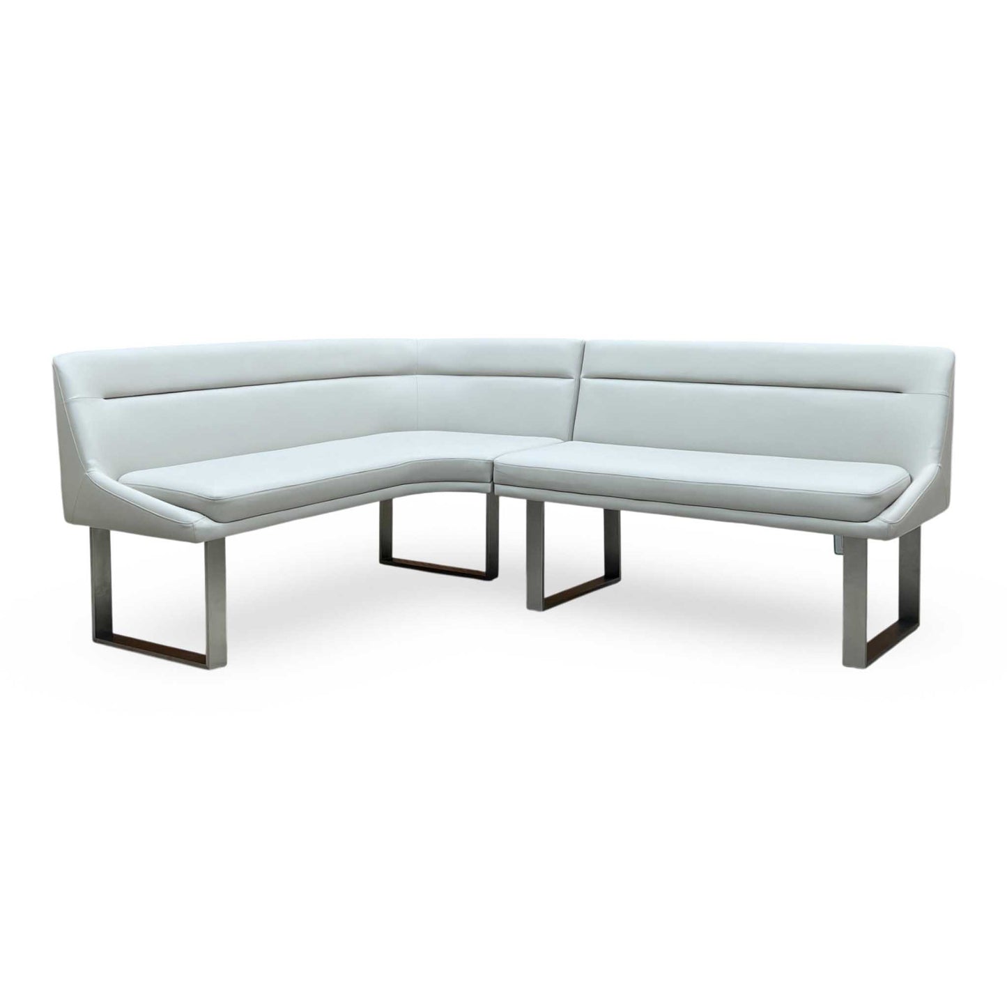 'Avorio' Neutral Faux Leather Left Hand Facing Corner Dining Bench
