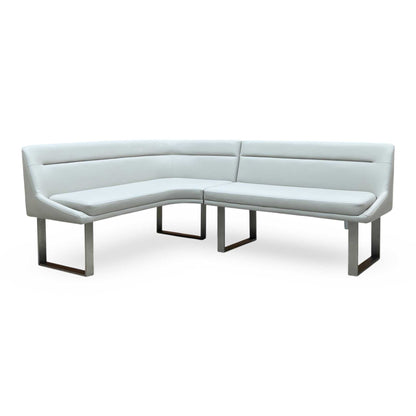 'Avorio' Neutral Faux Leather Left Hand Facing Corner Dining Bench