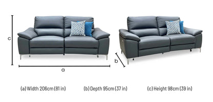 ‘Pavilion’ Charcoal Grey Faux Leather 3 Seater Power Recliner Sofa