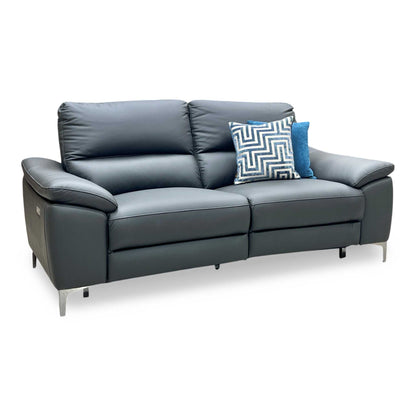‘Pavilion’ Charcoal Grey Faux Leather 3 Seater Power Recliner Sofa