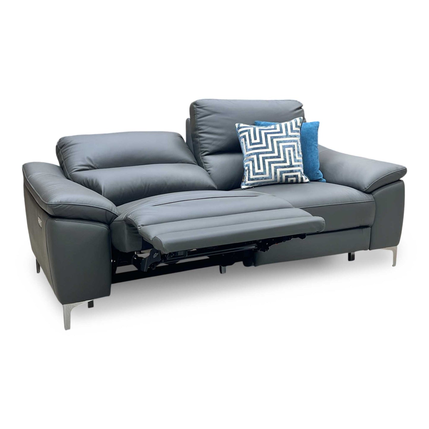 ‘Pavilion’ Charcoal Grey Faux Leather 3 Seater Power Recliner Sofa