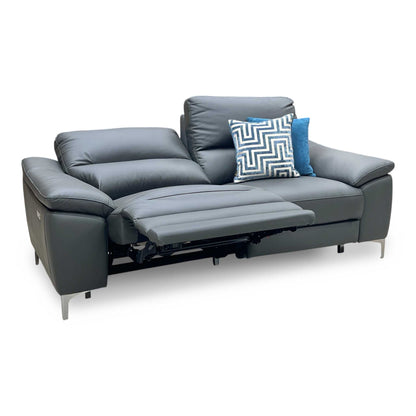 ‘Pavilion’ Charcoal Grey Faux Leather 3 Seater Power Recliner Sofa