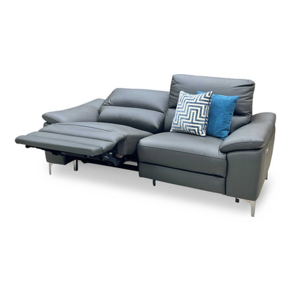 ‘Pavilion’ Charcoal Grey Faux Leather 3 Seater Power Recliner Sofa