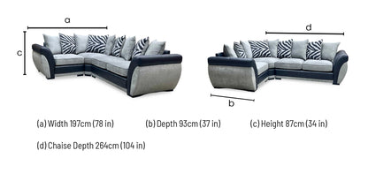 ‘Nova’ Grey Fabric Faux Leather Scatter Back Left Hand Facing Double Arm Corner Sofa