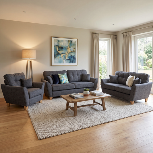 'Halstow' Charcoal Grey Fabric 3 + 2 Seater with Armchair Sofa Set Very.com