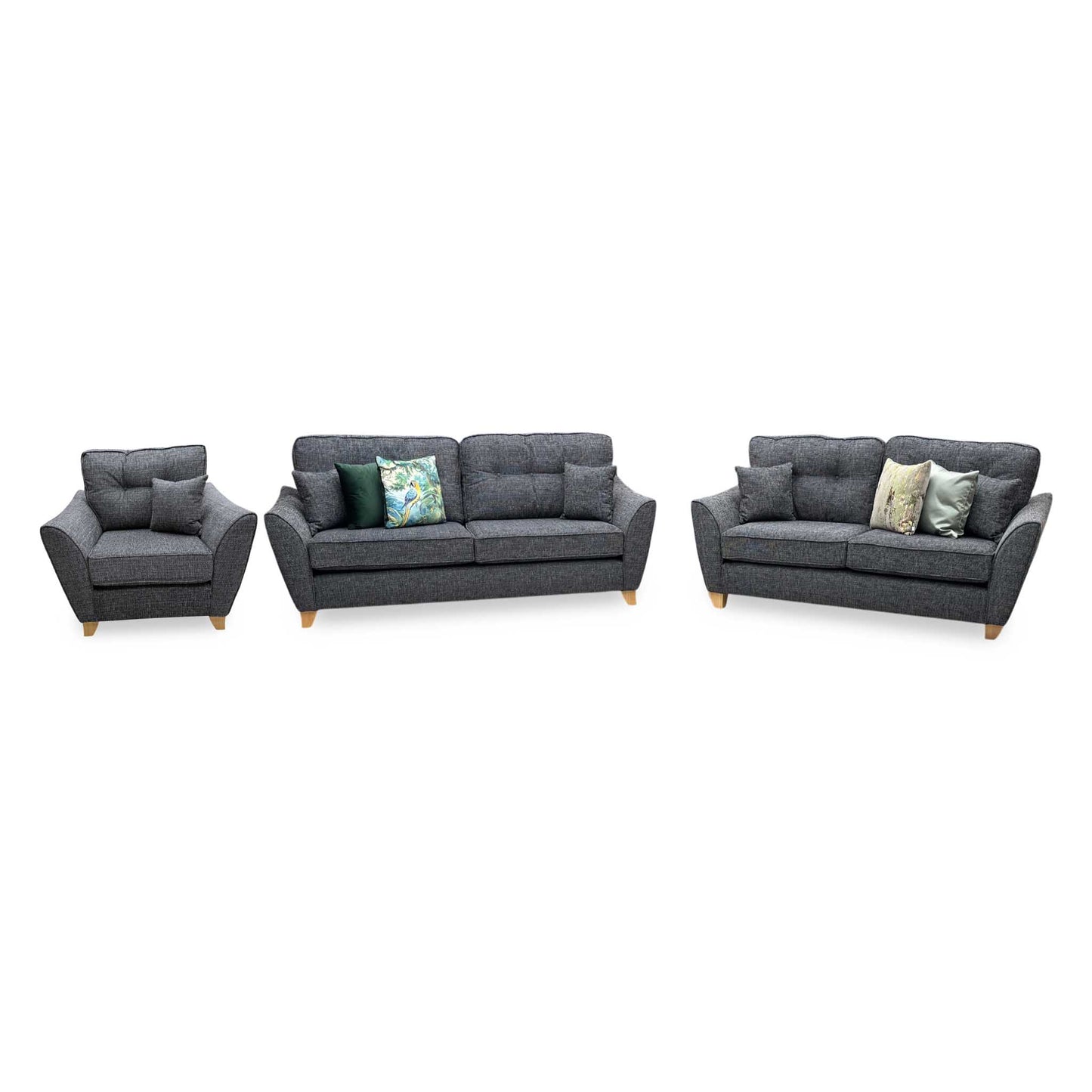 'Halstow' Charcoal Grey Fabric 3 + 2 Seater with Armchair Sofa Set Very.com