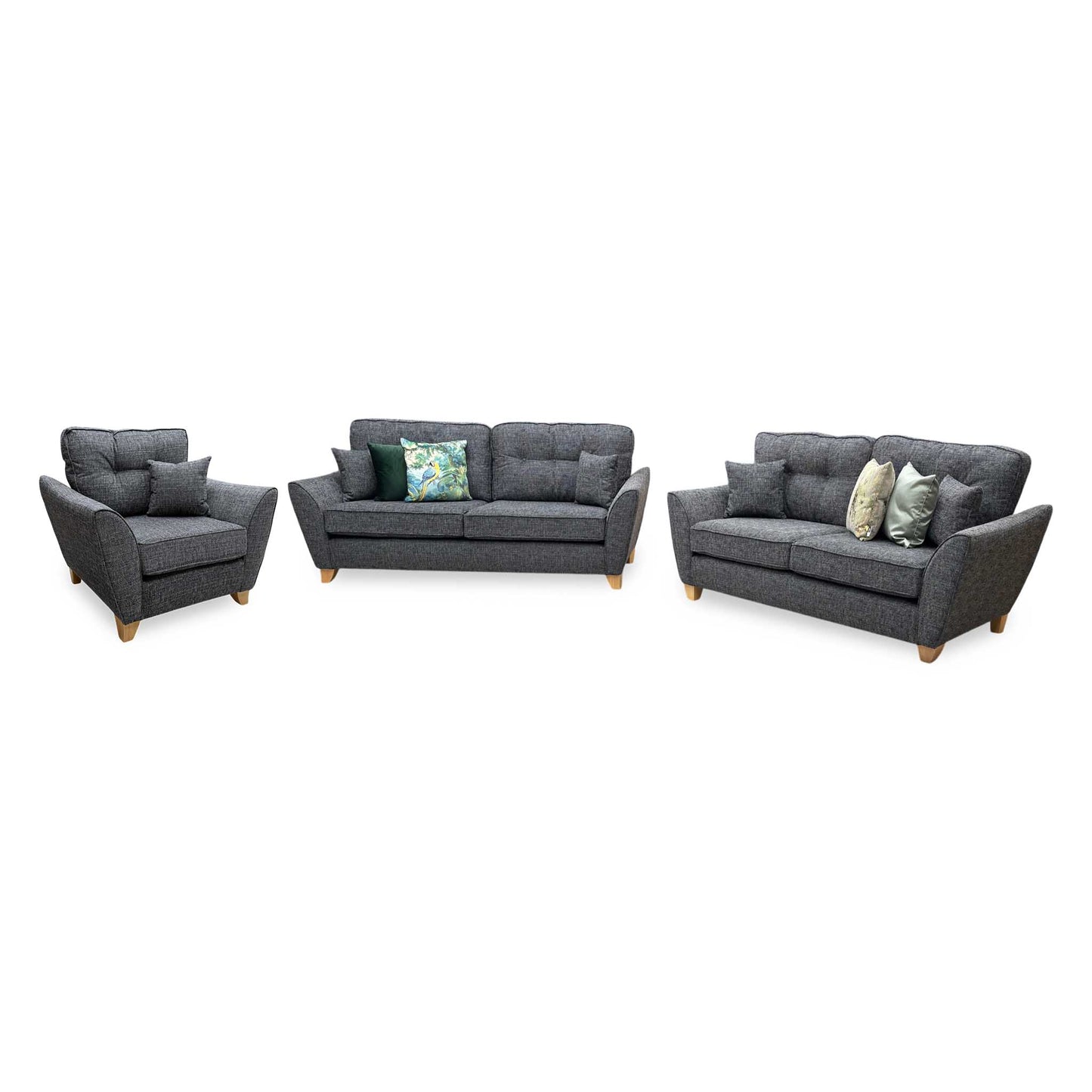 'Halstow' Charcoal Grey Fabric 3 + 2 Seater with Armchair Sofa Set Very.com