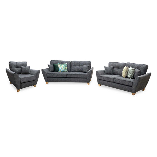 'Halstow' Charcoal Grey Fabric 3 + 2 Seater with Armchair Sofa Set Very.com