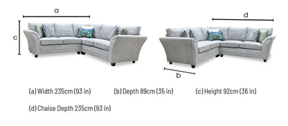 ‘Dury’ Grey Chunky Weave Fabric Standard Back Corner Group Sofa