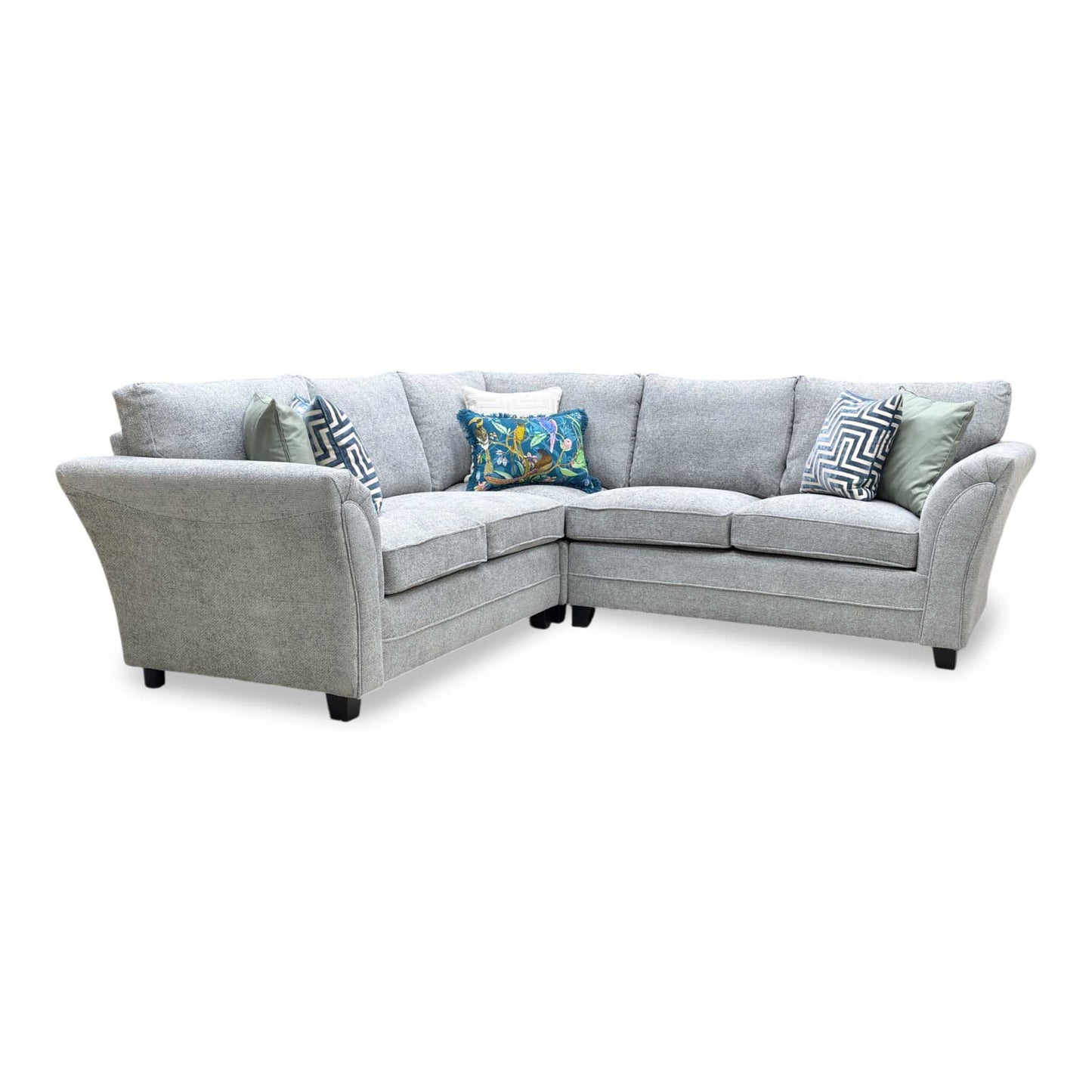 ‘Dury’ Grey Chunky Weave Fabric Standard Back Corner Group Sofa