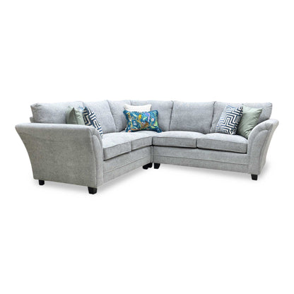 ‘Dury’ Grey Chunky Weave Fabric Standard Back Corner Group Sofa
