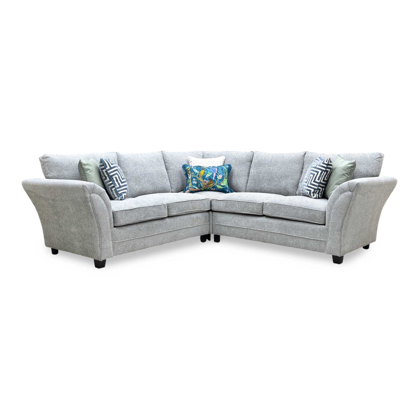 ‘Dury’ Grey Chunky Weave Fabric Standard Back Corner Group Sofa