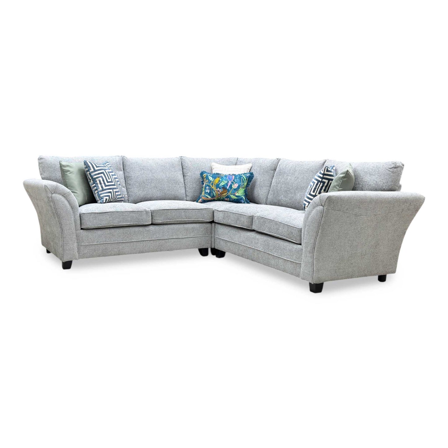 ‘Dury’ Grey Chunky Weave Fabric Standard Back Corner Group Sofa