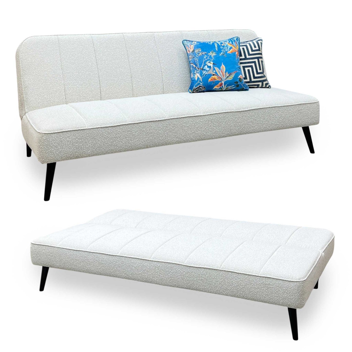 Full view of the 'Courtina' Natural Fabric Sofa Bed combines comfort and versatility in one elegant piece.
