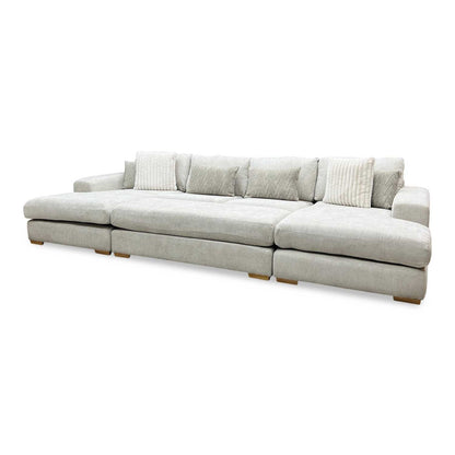‘Broadgate’ Stone Fabric Large U-shape Modular Sofa with Footstool