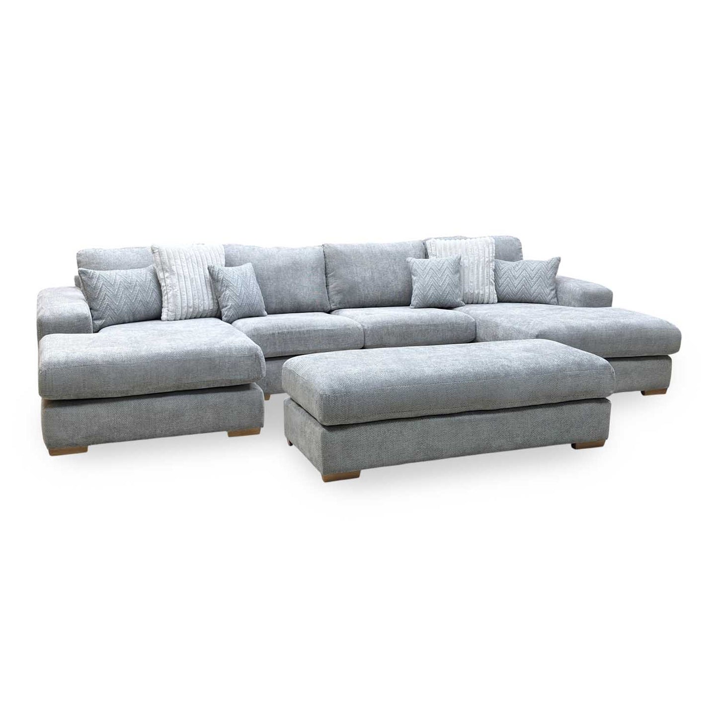 ‘Broadgate’ Grey Fabric Large U-shape Modular Sofa with Footstool
