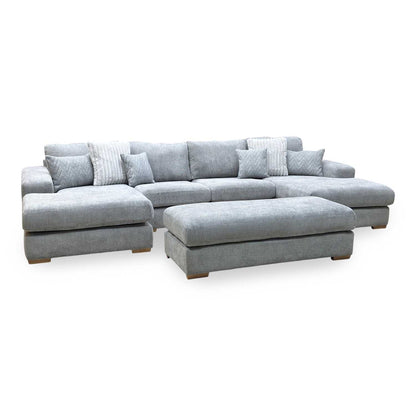 ‘Broadgate’ Grey Fabric Large U-shape Modular Sofa with Footstool