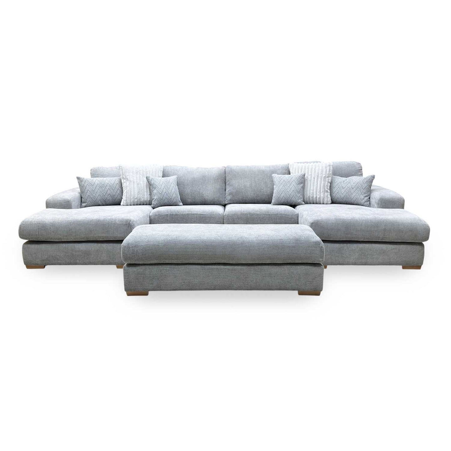 ‘Broadgate’ Grey Fabric Large U-shape Modular Sofa with Footstool