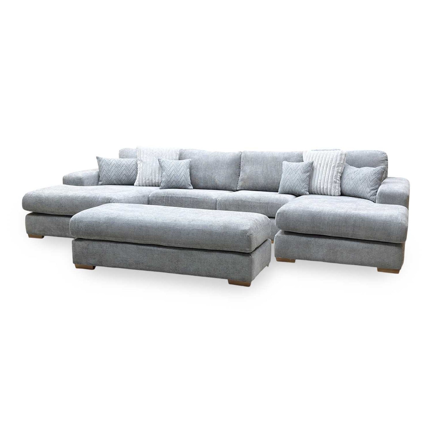 ‘Broadgate’ Grey Fabric Large U-shape Modular Sofa with Footstool