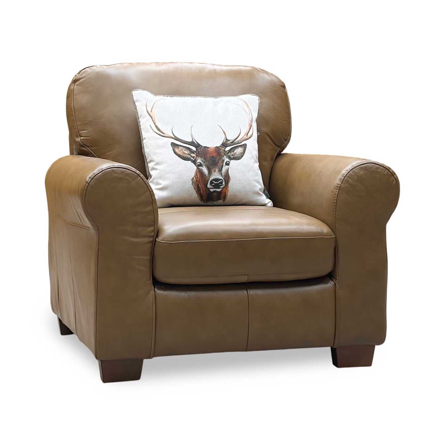 ‘Bailey’ Tan Brown Italian Leather Armchair