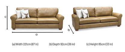 ‘Bailey' Tan Brown Leather 4 Seater Sofa