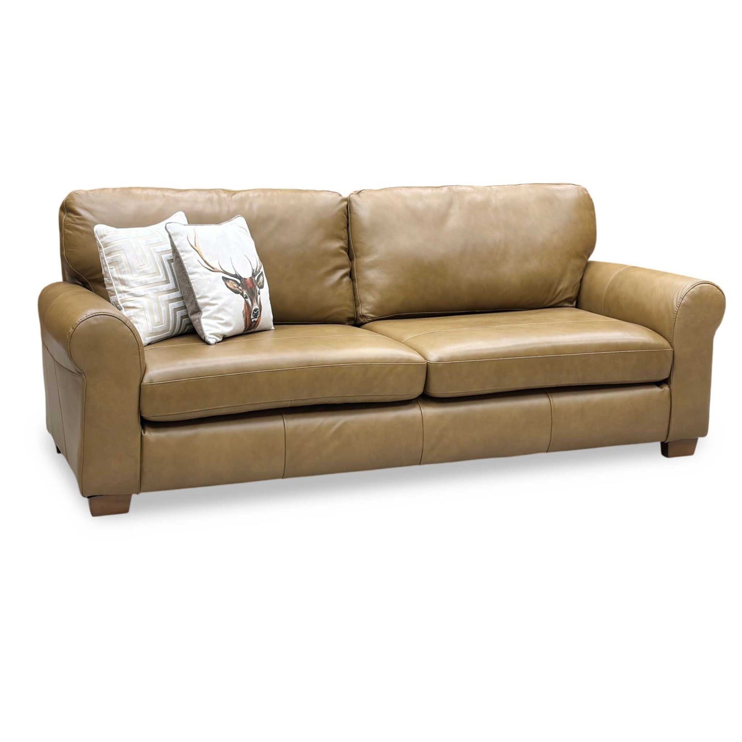 ‘Bailey' Tan Brown Leather 4 Seater Sofa