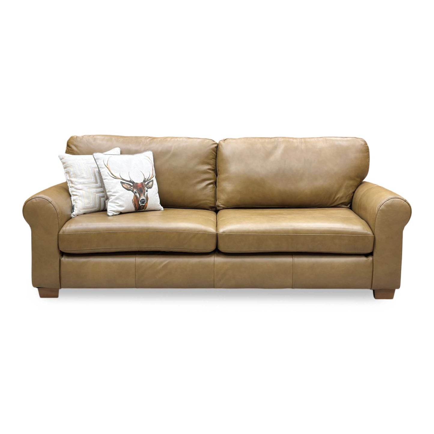 ‘Bailey' Tan Brown Leather 4 Seater Sofa
