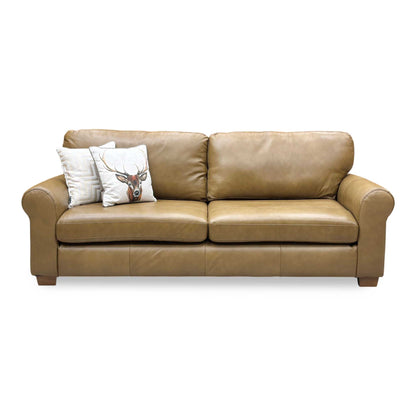 ‘Bailey' Tan Brown Leather 4 Seater Sofa