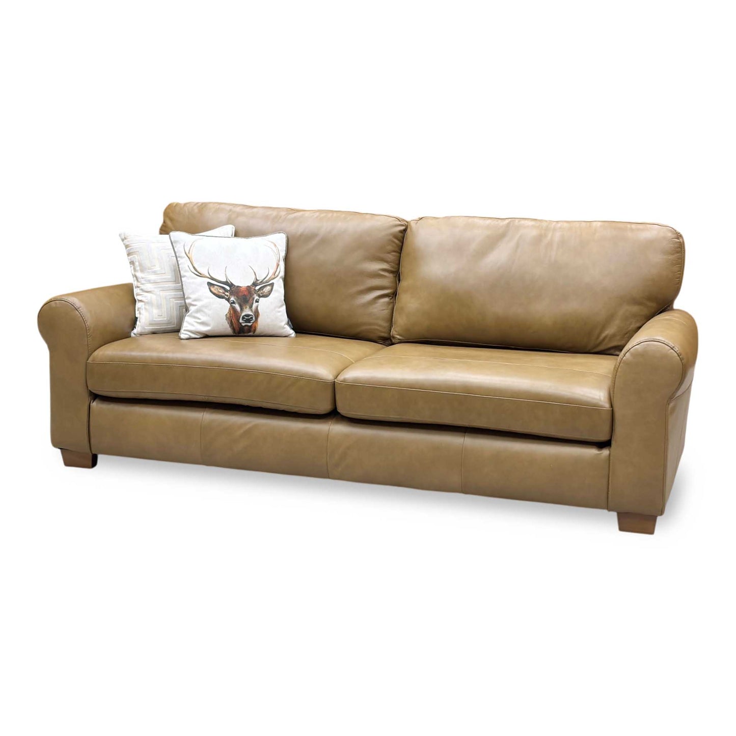 ‘Bailey' Tan Brown Leather 4 Seater Sofa